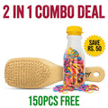 2 in 1 Hair Care Combo: Pony 105 Paddle Brush + Colorful Hair Rubber Bands Bottle