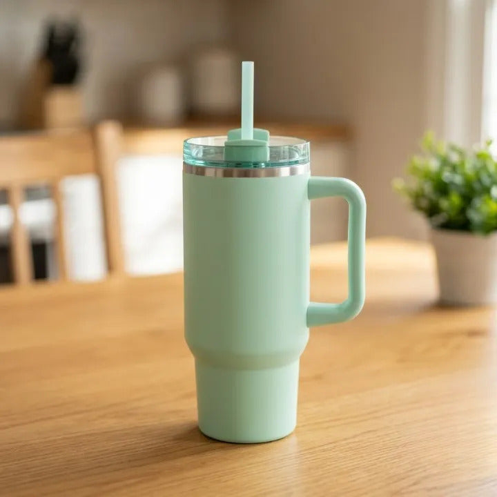 750ml Tumbler with Handle & Straw, Leakproof Lid, Travel Coffee Cup for Office, Car & Home (Random Color)