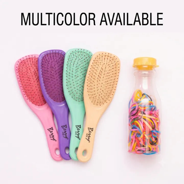 2 in 1 Hair Care Combo: Pony 105 Paddle Brush + Colorful Hair Rubber Bands Bottle